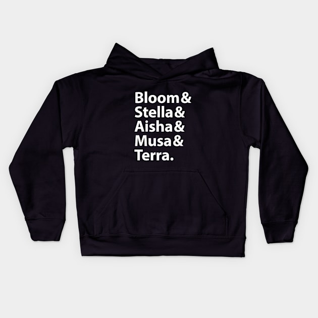 Bloom & Stella & Aisha & Musa & Terra Kids Hoodie by BadCatDesigns